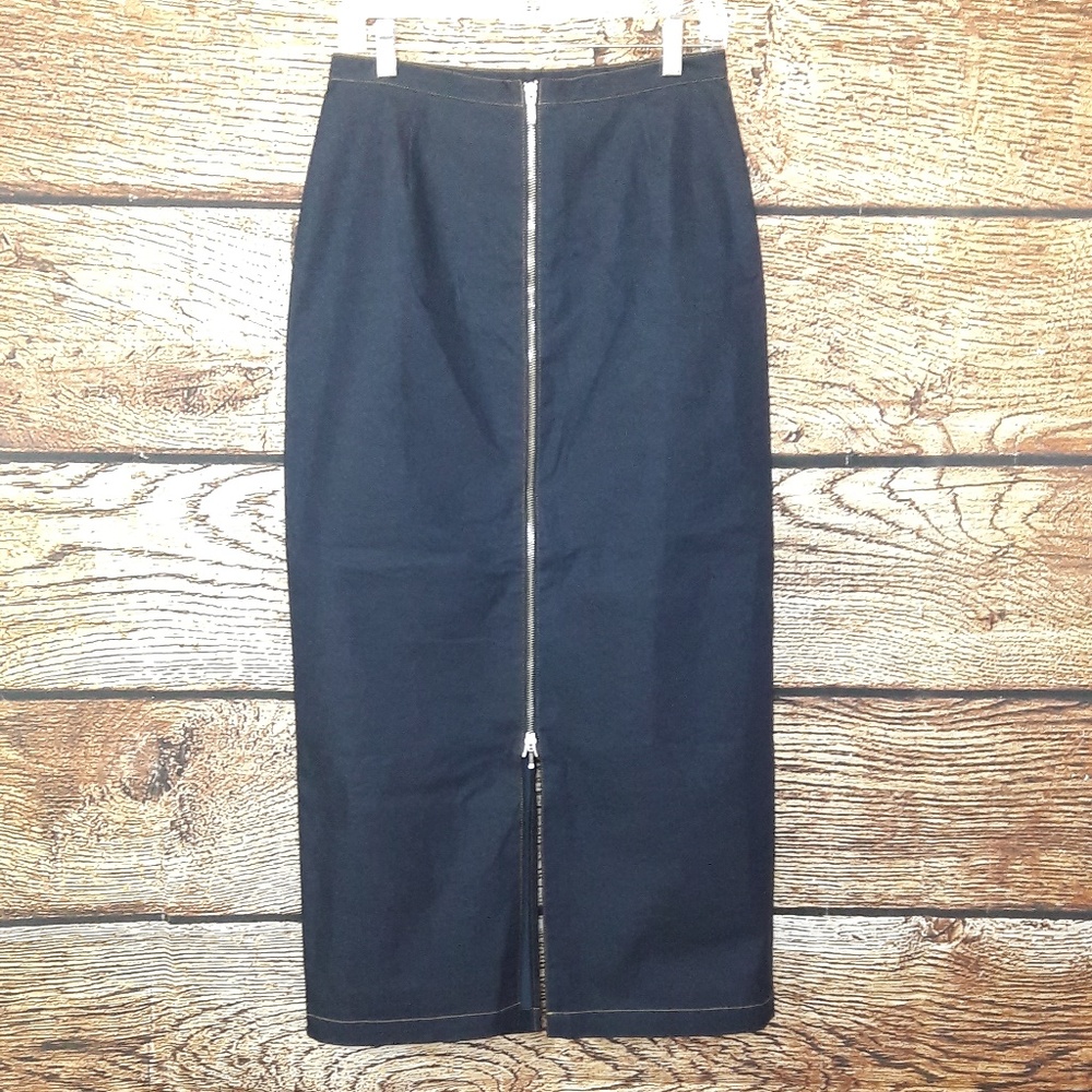 Modest Maxi Skirt Lightweight Denim Zipper Front Together Brand Size 10